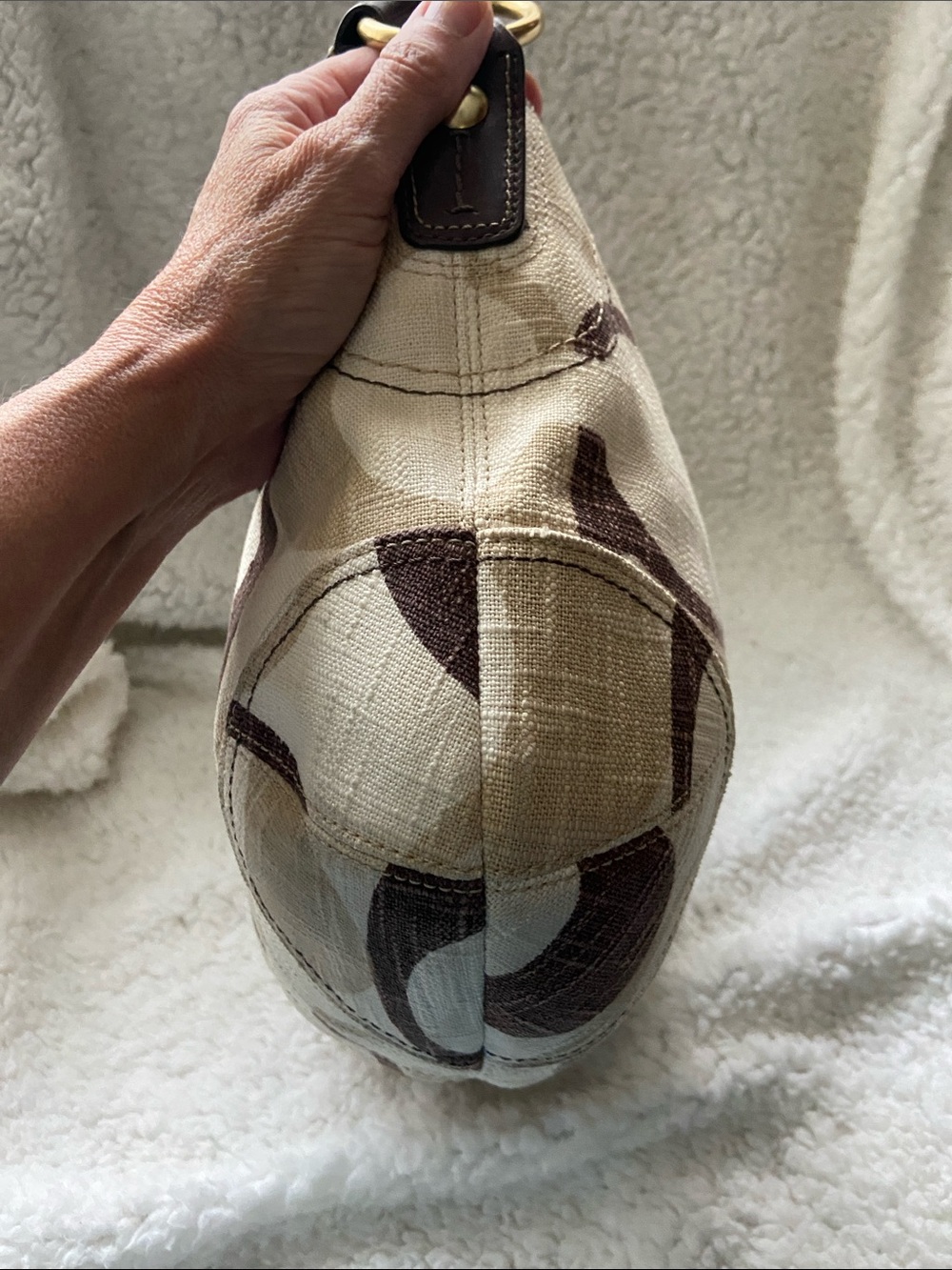 Y2Y Coach Carly Tonal Signature C Hobo Bag #12190 – Brown & Cream - Picture 11 of 11